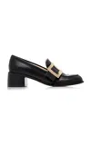 Roger Vivier Viv' Rangers Buckle-embellished Leather Loafers In Black