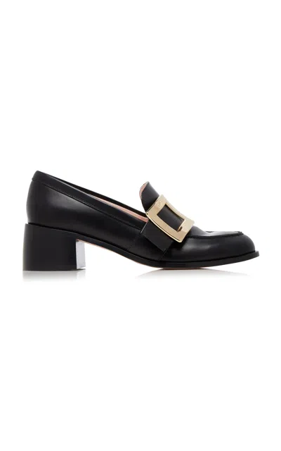 Roger Vivier Viv' Rangers Buckle-embellished Leather Loafers In Black