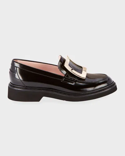 Roger Vivier Viv Rangers Buckle Loafers In Black