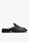Roger Vivier Viv' Rangers Calf Leather Flat Mules In Black