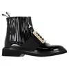 Roger Vivier Black Viv Rangers Patent Leather Boots In Black