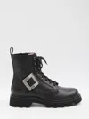 Roger Vivier Rangers Combat Boots Iconic Buckle In Black
