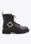 Roger Vivier Rangers Combat Boots Iconic Buckle In Black