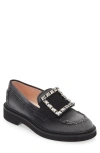 Roger Vivier Viv Rangers Crystal-embellished Denim Loafers In Nero