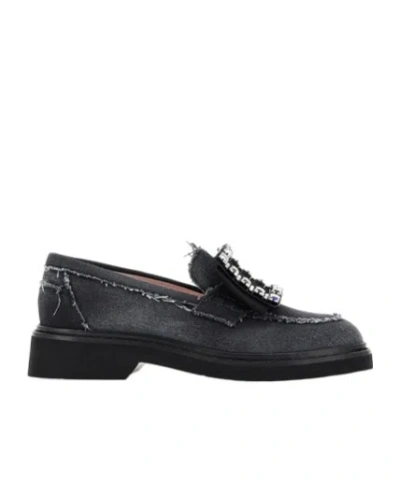 ROGER VIVIER ROGER VIVIER VIV' RANGERS EMBELLISHED DENIM LOAFERS