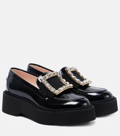 Roger Vivier Viv' Rangers Embellished Platform Loafers In Black