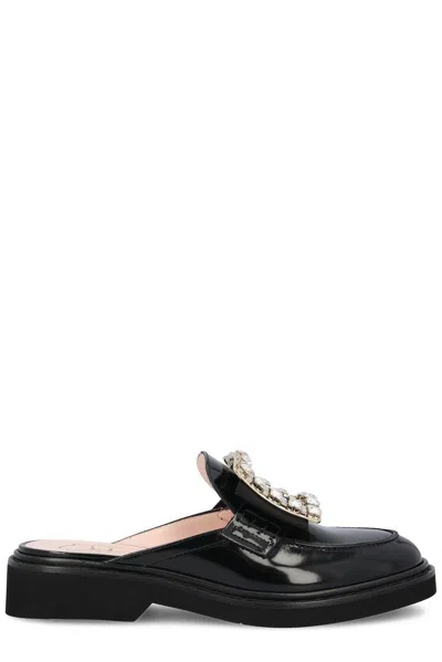 Roger Vivier Viv Rangers Embellished Slip-on Mules In Black