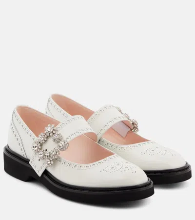 ROGER VIVIER VIV' RANGERS FLOWER LEATHER MARY JANE FLATS