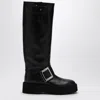Roger Vivier High Leather Knee-length Boots With Adjustable Side Strap In Black