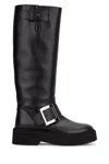 Roger Vivier High Leather Knee-length Boots With Adjustable Side Strap In Black