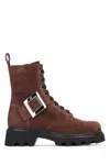 Roger Vivier Lace-up Bootie Featuring Buckle Detail In Brown