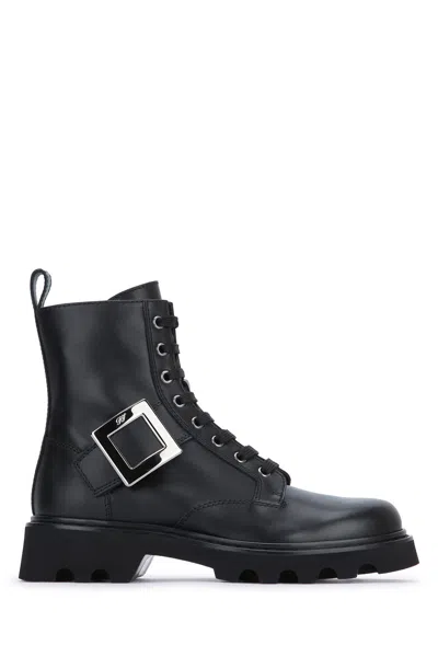 Roger Vivier Viv Rangers Lace-up Bootie 20 In Black