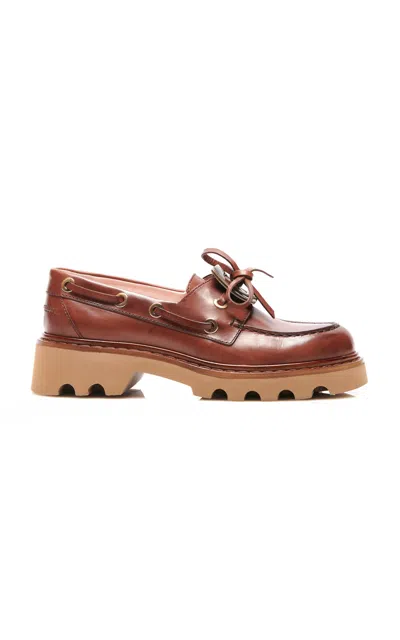 Roger Vivier Viv Rangers Leather Boat Shoes In Brown