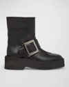 Roger Vivier High Met Bikers Ankle Boots With Buckle In Black