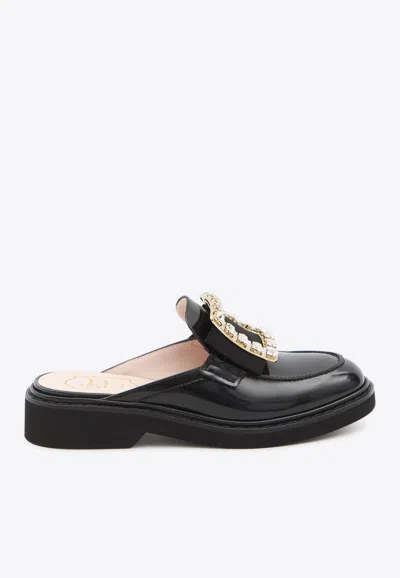 ROGER VIVIER VIV' RANGERS LEATHER FLAT MULES