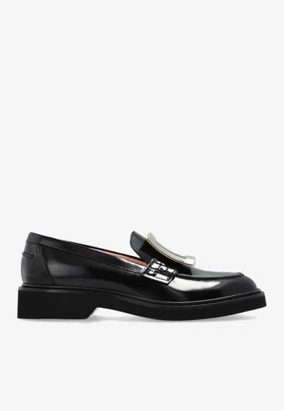 Roger Vivier Viv' Rangers Leather Loafers In Black