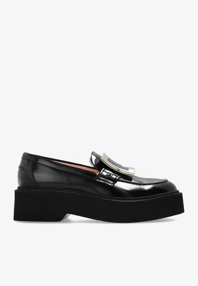 Roger Vivier Viv' Rangers Leather Loafers In Black