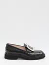 Roger Vivier Viv' Rangers Black Loafers With Metal Buckle In Black