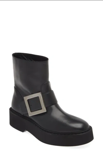 Roger Vivier High Met Bikers Ankle Boots With Buckle In Black