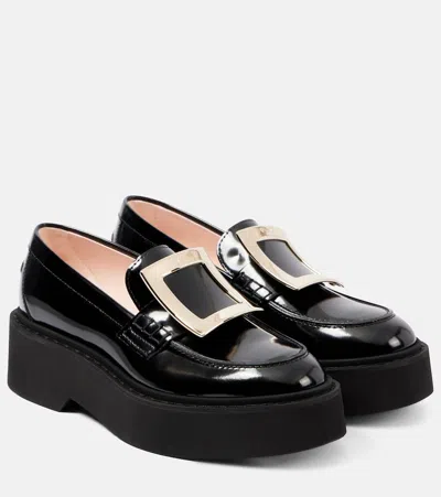Roger Vivier 45mm Viv Rangers Patent Leather Loafers In Black