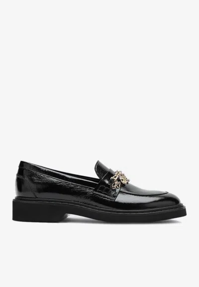 Roger Vivier Viv' Rangers Patent Leather Loafers In Black