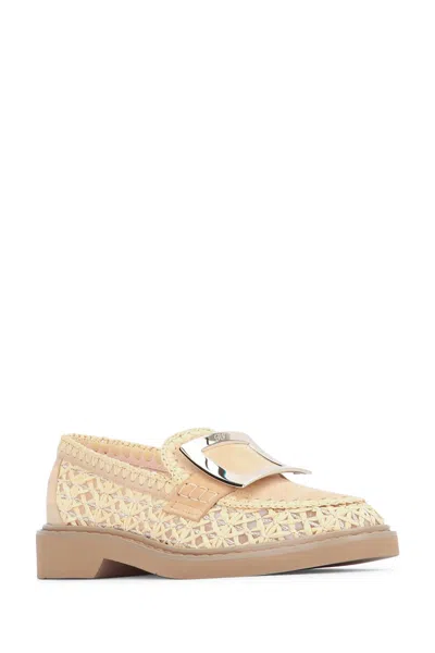 Roger Vivier Viv Rangers Raffia Braided Loafe 25 In Neutral