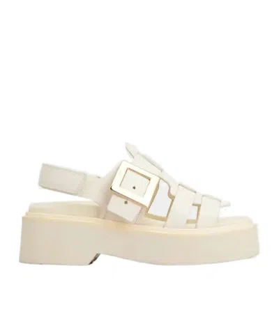 Roger Vivier Viv' Rangers Sandals In Leather In White