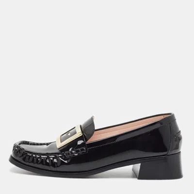 Pre-owned Roger Vivier Viv Rangers Size 41 Black Patent Leather Loafers