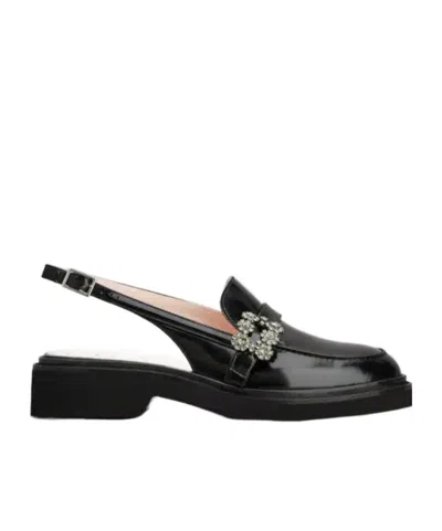 Roger Vivier Viv' Rangers Slingback Loafers In Leather In Black