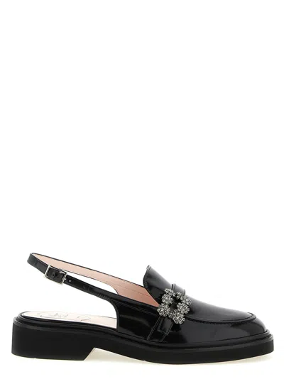 Roger Vivier Loafers Low Heel Glossy Slingback Embellished In Black