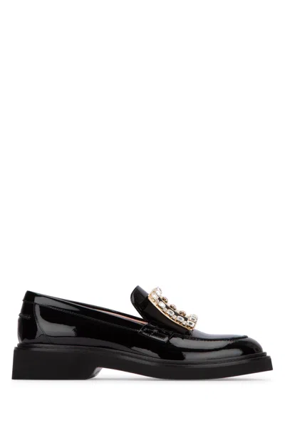 Roger Vivier Rhinestone Buckle Loafer Pumps 25 In Black