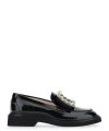 Roger Vivier Viv Rangers Black Patent Loafers In Black