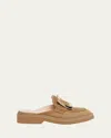 Roger Vivier Viv Rangers Buckle-detailed Suede Mule Loafers In Tabacco Chiaro