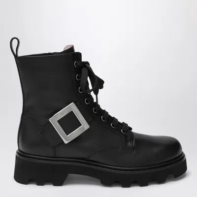 Roger Vivier Viv Rangers Truck Black Leather Ankle Boots