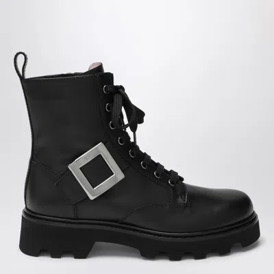 Roger Vivier Viv Rangers Truck Black Leather Ankle Boots