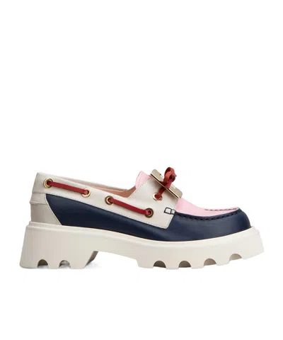 Roger Vivier Viv' Rangers Truck Boat Shoes In Leather In Multi