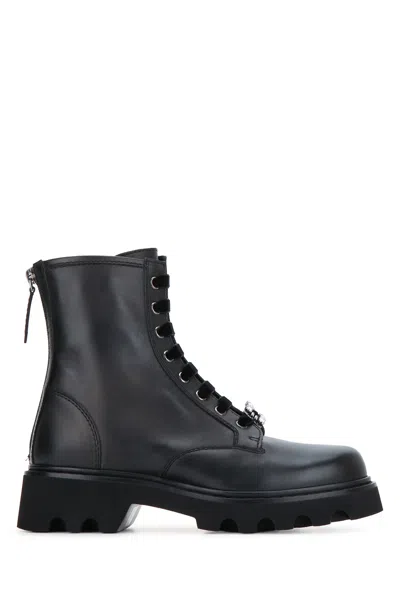 Roger Vivier Viv Rangers 20 Crystal-embellished Leather Ankle Boots In Black