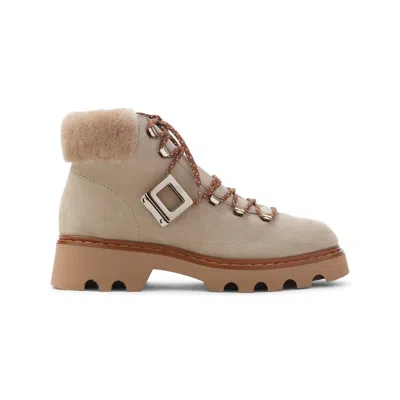 Roger Vivier Viv Rangers Truck Fur Bootie In Brown