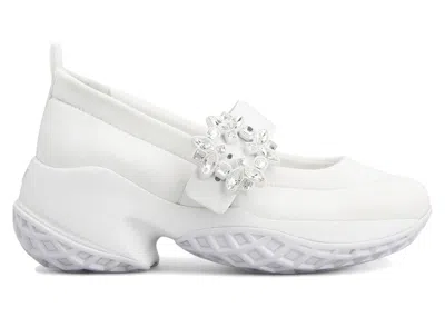 Pre-owned Roger Vivier Viv' Run Babies Crystal Buckle (women's) Sneakers In White