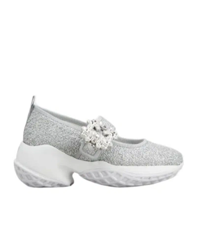 Roger Vivier Viv' Run Babies Sneakers In Lurex In Gray