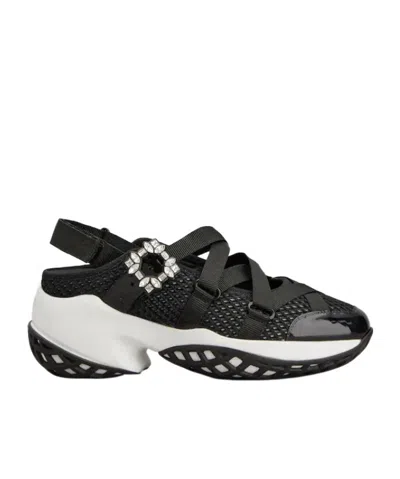 Roger Vivier Viv Run Strass Sneakers In Black