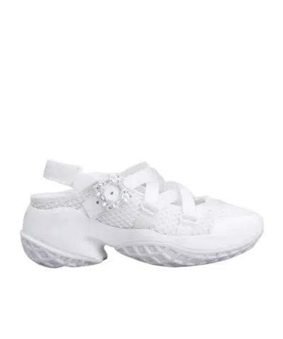 Roger Vivier Viv' Run Ballerinas In White