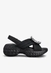 Roger Vivier 40mm Viv Run Scuba Sandals In Black