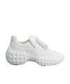 Roger Vivier Viv Run Crystal-embellished Mesh And Leather Slip-on Sneakers In White