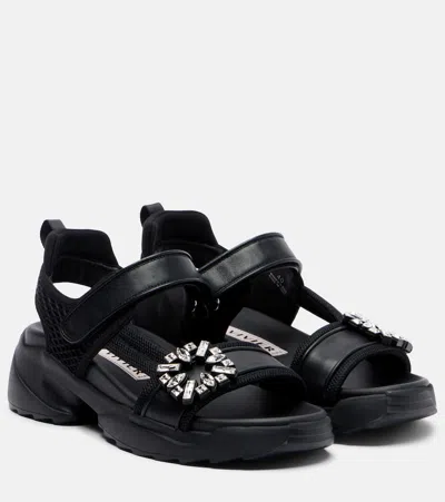 Roger Vivier Viv' Run Embellished Sandals In Black
