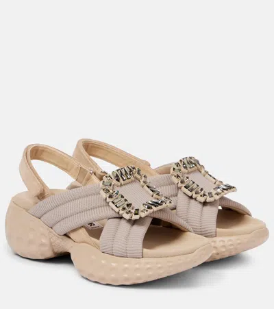 Roger Vivier Viv' Run Embellished Slingback Sandals