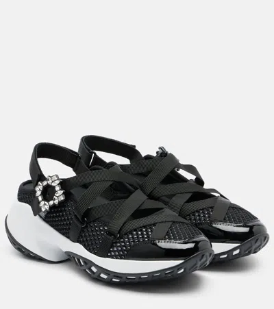 Roger Vivier Viv' Run Embellished Sneakers In Black