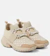 Roger Vivier Viv Run Strass Buckle Chunky Sneakers In Neutrals