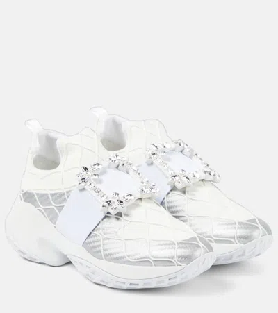Roger Vivier Viv' Run Embellished Sneakers In Silver