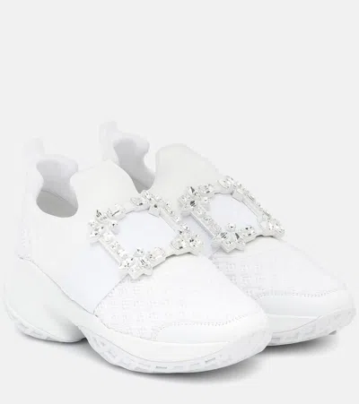 Roger Vivier Viv' Run Embellished Trainers In White